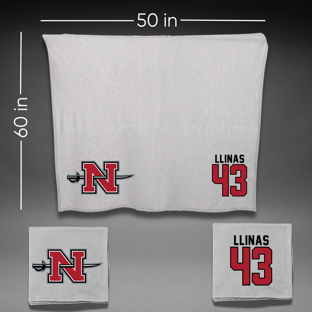 Nicholls State University Baseball Gray Blanket - #43 Alexander Llinas