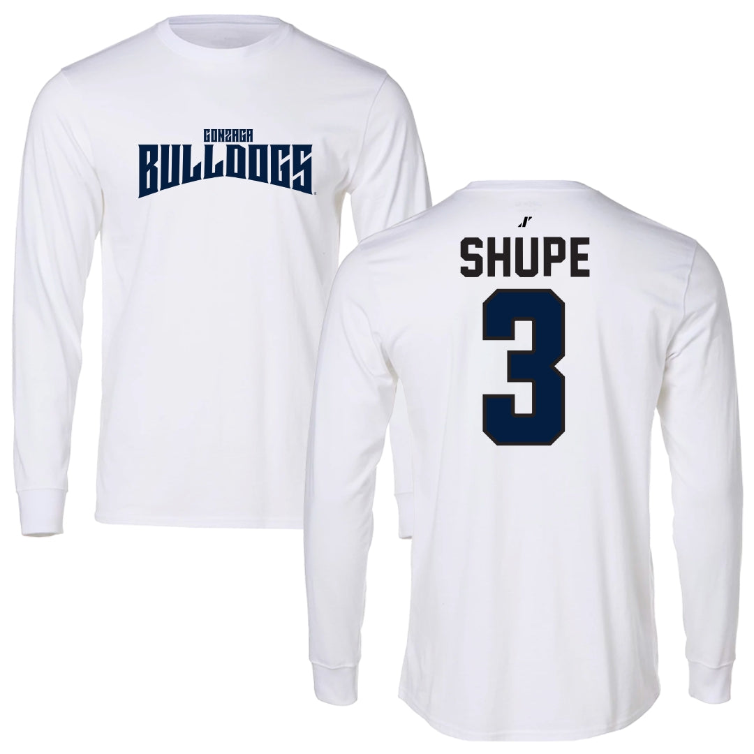 Gonzaga University Baseball White Classic Performance Long Sleeve - #3 Hudson Shupe