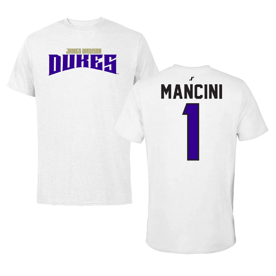 James Madison University Baseball White Classic Performance Tee - #1 Mike Mancini