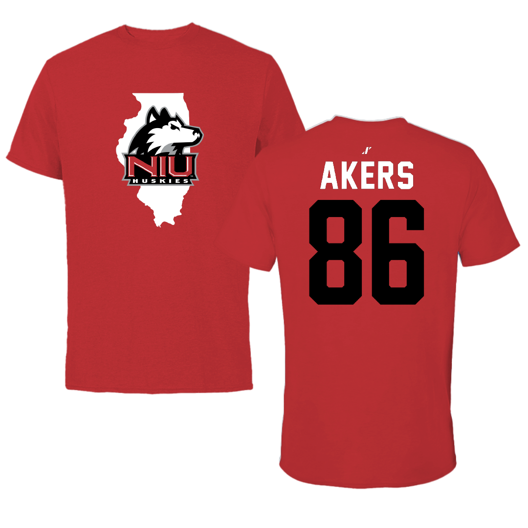 Northern Illinois University Football Red State Performance Tee - #86 Devon Akers
