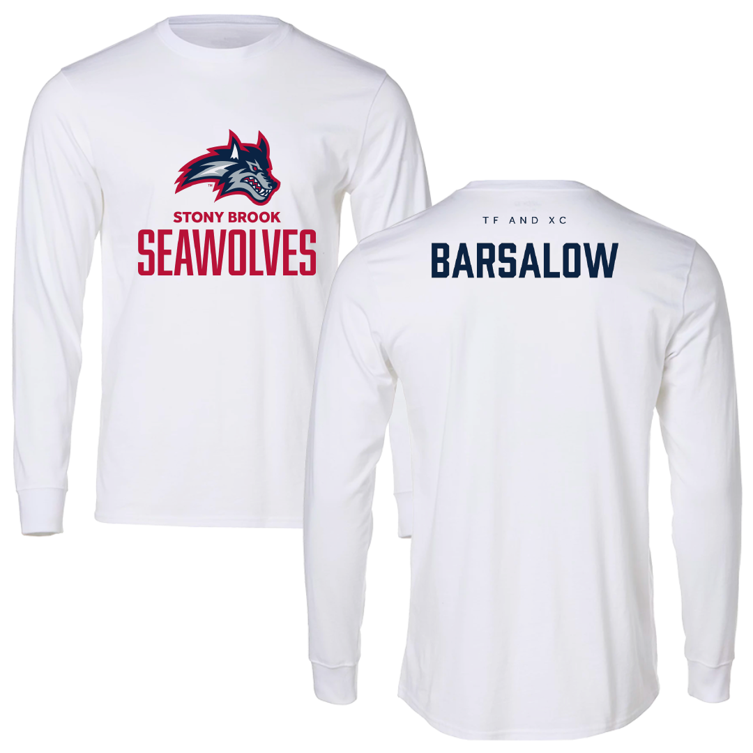 Stony Brook University TF and XC White Performance Long Sleeve - Logan Barsalow