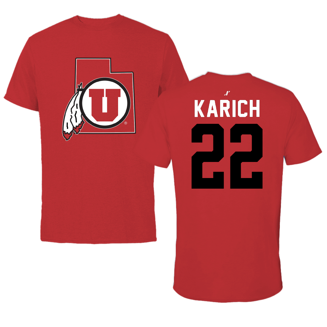 University of Utah Beach Volleyball Red State Performance Tee - #22 Abby Karich