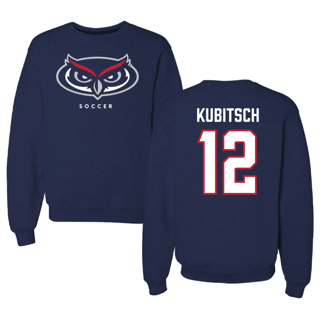 Florida Atlantic University Soccer Navy Mascot Crewneck - #12 Kevin Kubitsch
