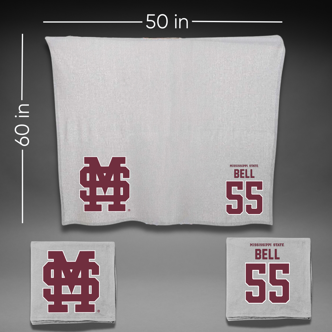 Mississippi State University Football Gray Blanket - #55 Leon Samuel Bell