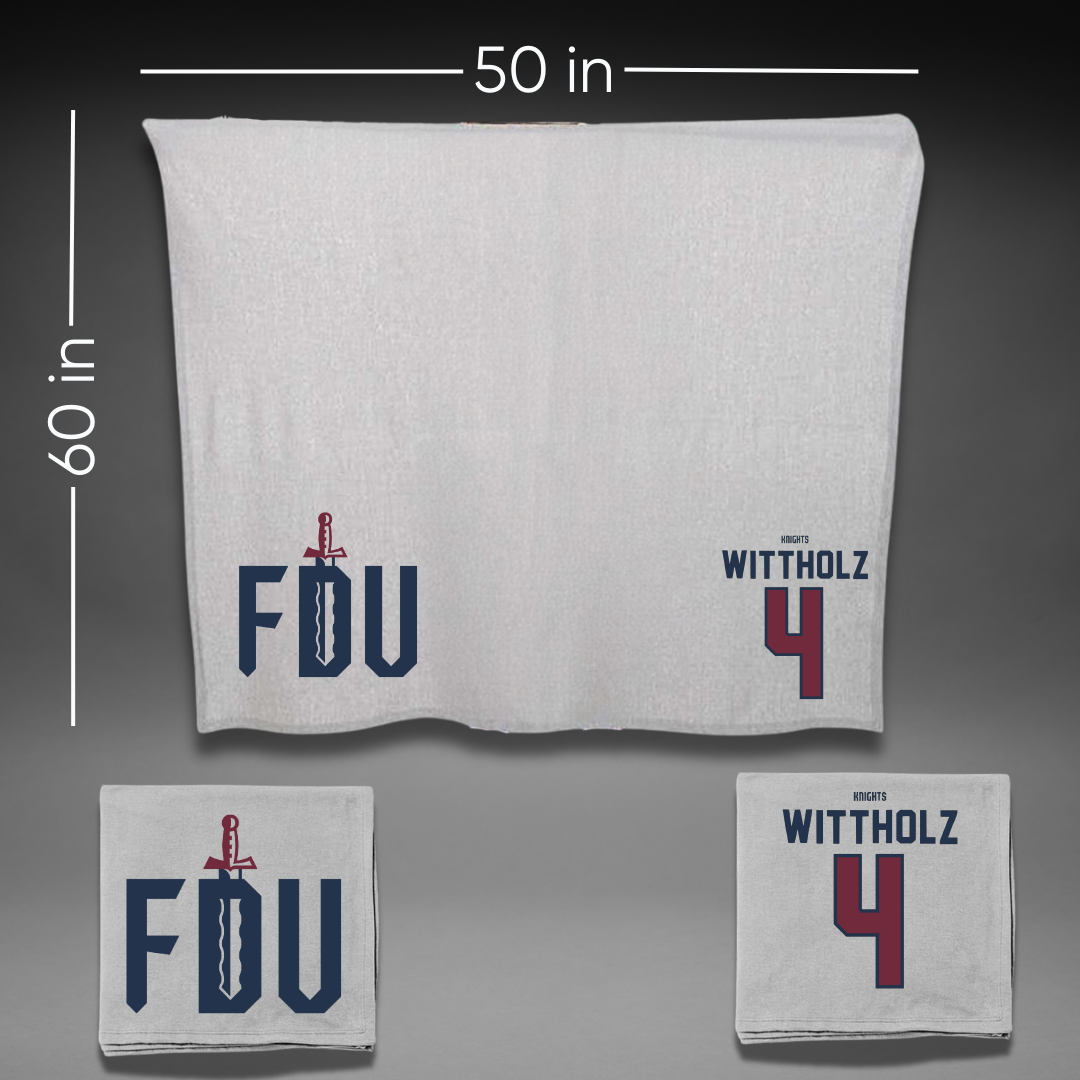 Fairleigh Dickinson University-Metropolitan Campus Volleyball Gray Blanket - #4 Samantha Wittholz