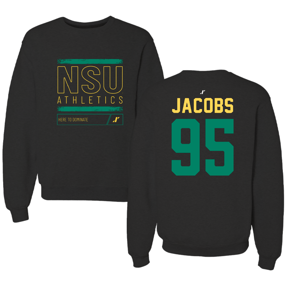 Norfolk State University Football Black Dominate Crewneck - #95 Levontae Jacobs