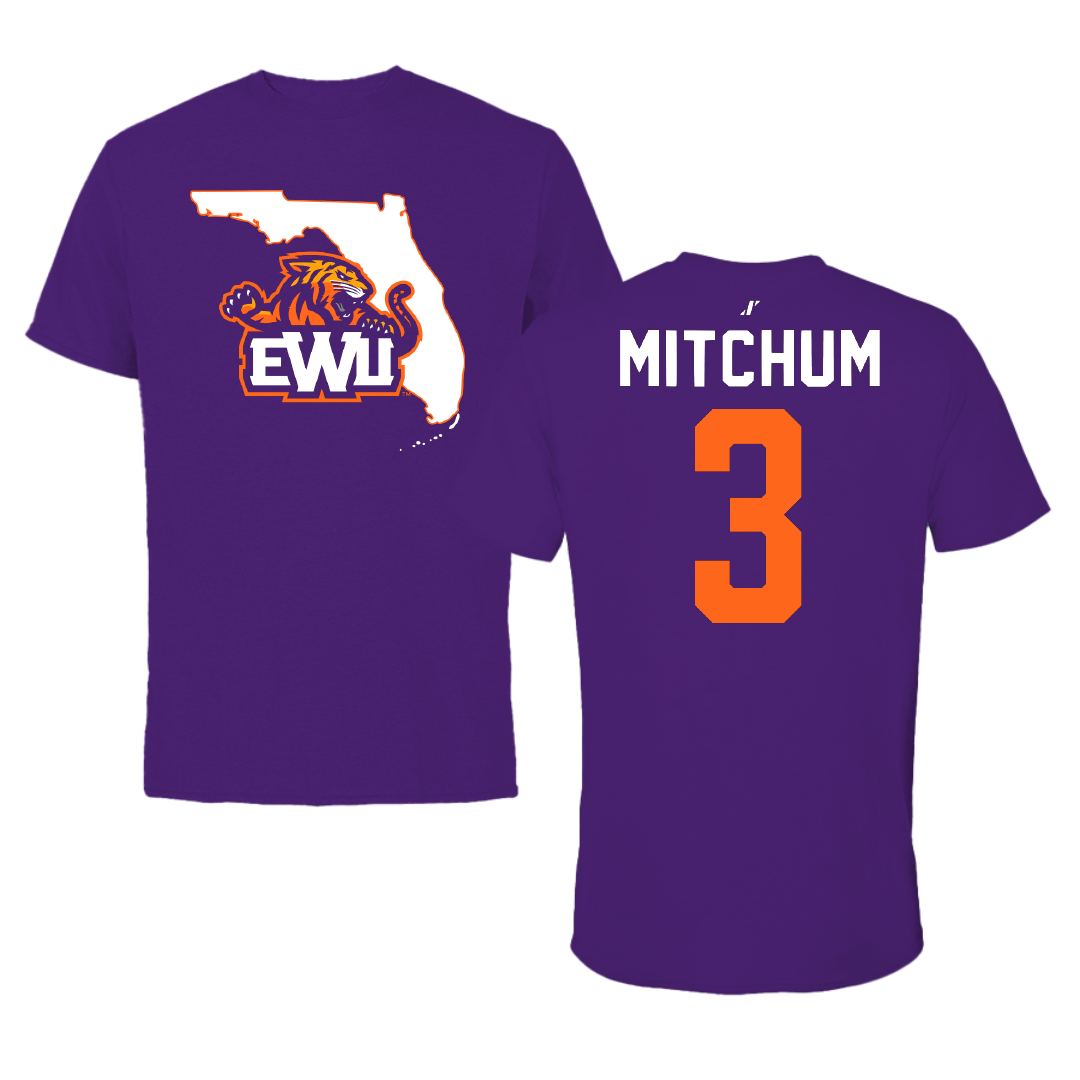 Edward Waters University Baseball Purple State Performance Tee - #3 Dave Mitchum