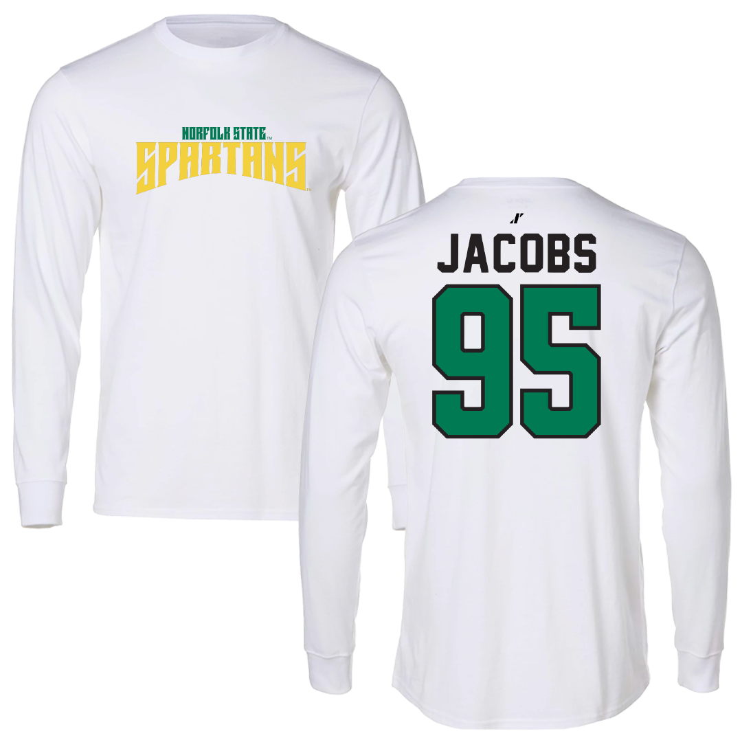 Norfolk State University Football White Classic Long Sleeve - #95 Levontae Jacobs