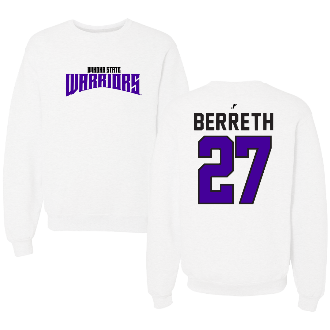 Winona State University Baseball White Classic Crewneck - #27 Alex Berreth
