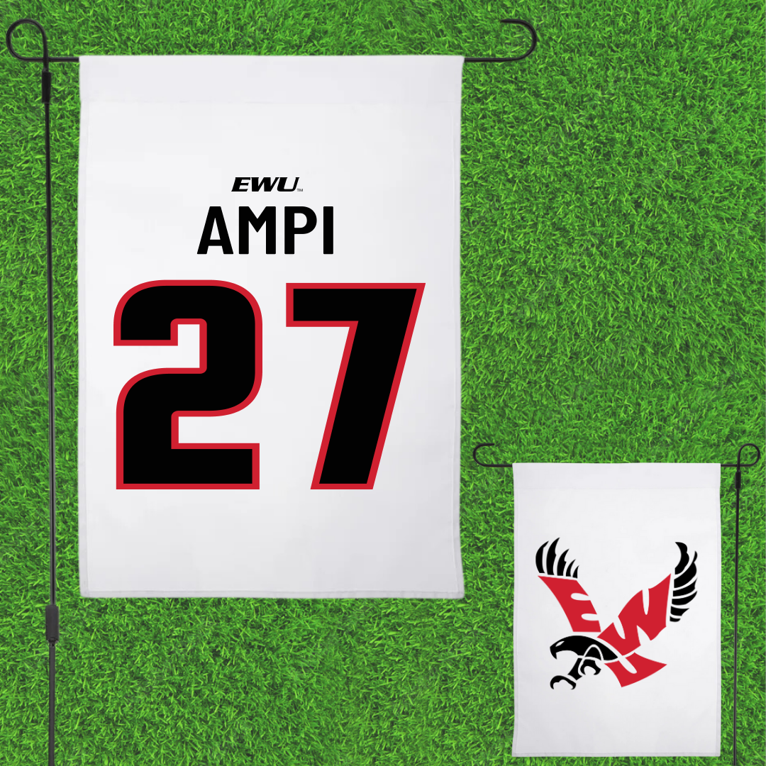 Eastern Washington University Soccer White Garden Flag - #27 Ryanne Ampi