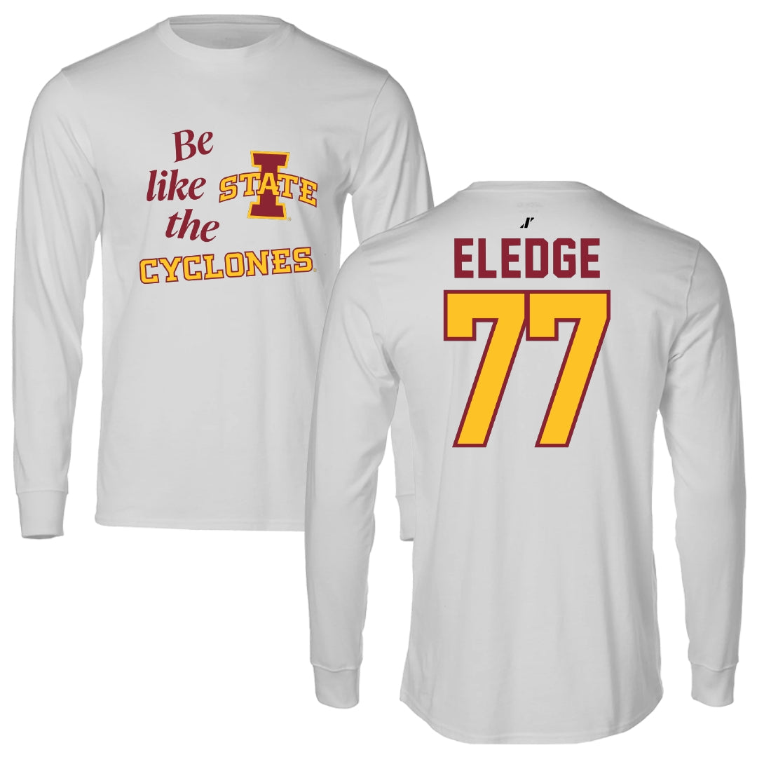 Iowa State University Football Light Gray Be Like Us Performance Long Sleeve - #77 Easton Eledge