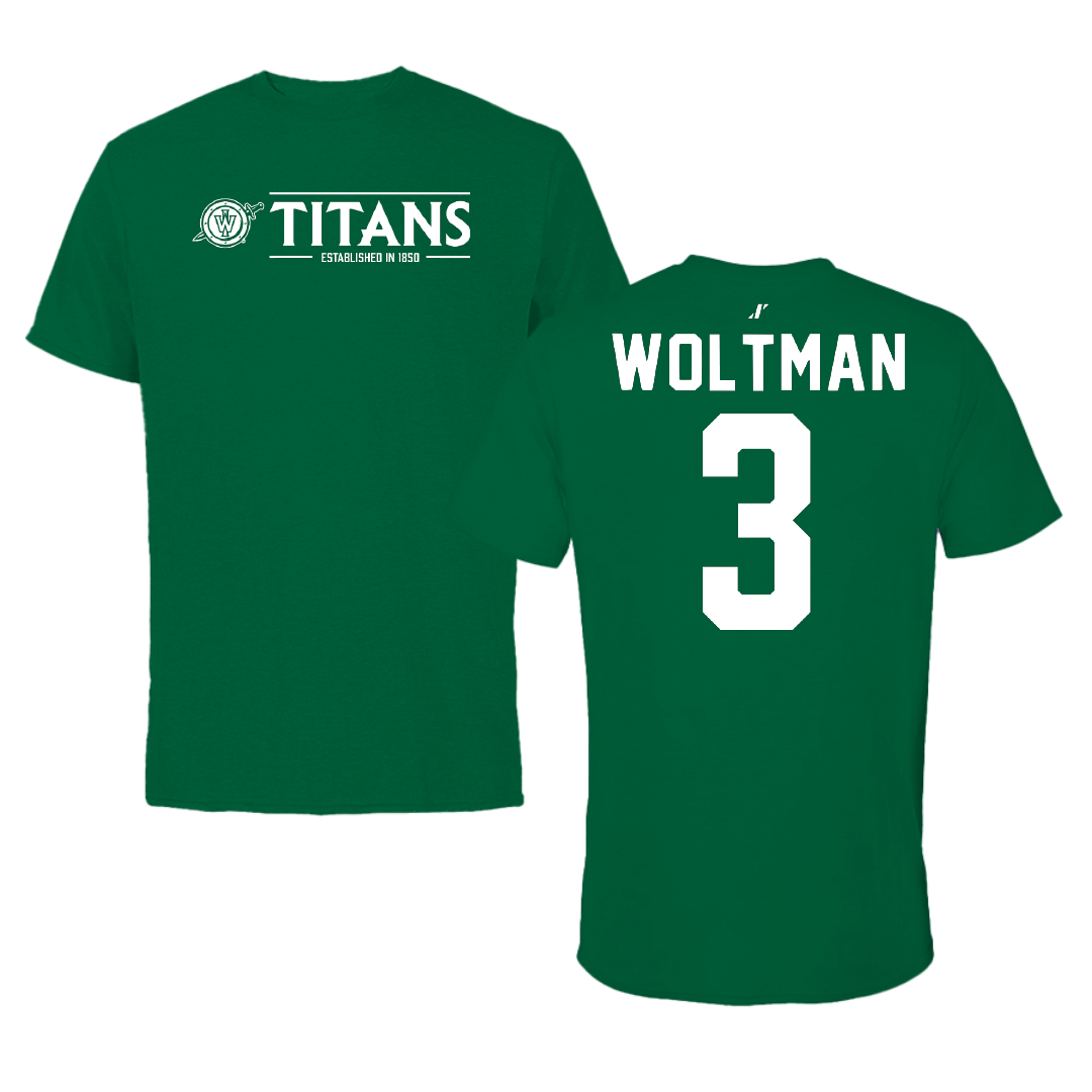 Illinois Wesleyan University Baseball Green General Tee - #3 Tyler Woltman