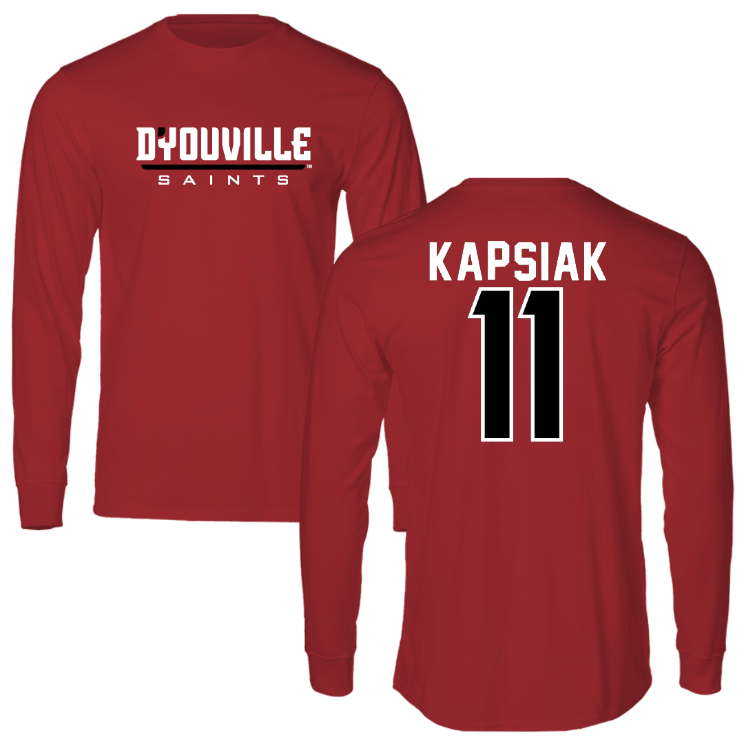 D'Youville University Bowling Canvas Red Long Sleeve - #11 Megan Kapsiak