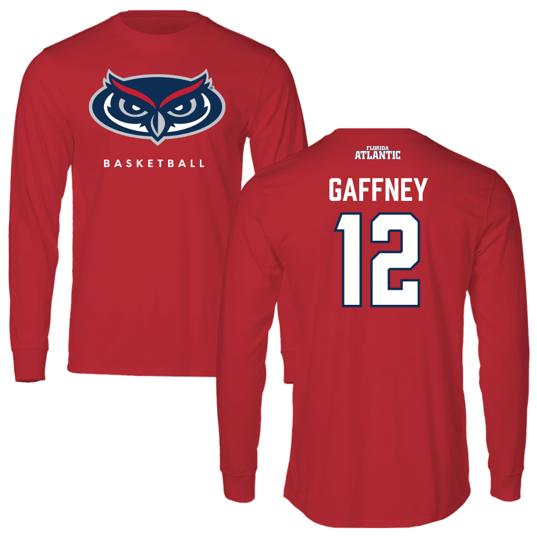 Florida Atlantic University Basketball Red Long Sleeve - #12 Jalen Gaffney