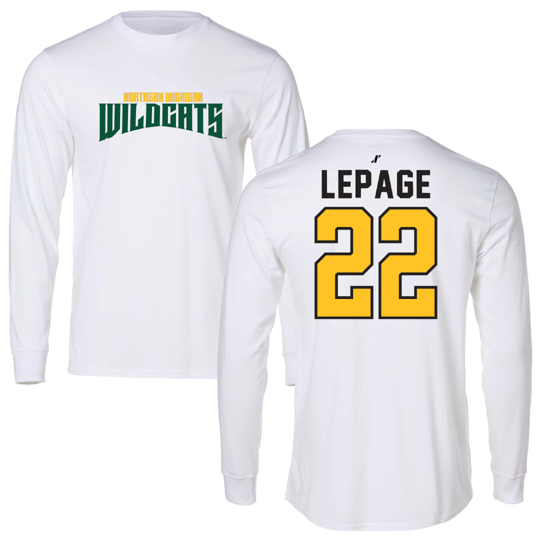 Northern Michigan University Basketball White Classic Performance Long Sleeve - #22 Cooper LePage