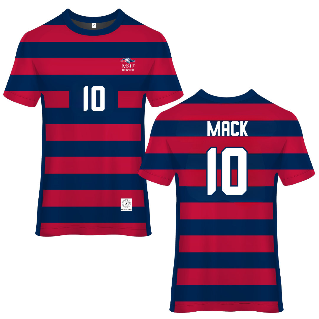 Metropolitan State University of Denver Red Striped Soccer Jersey - #10 Madrid Mack