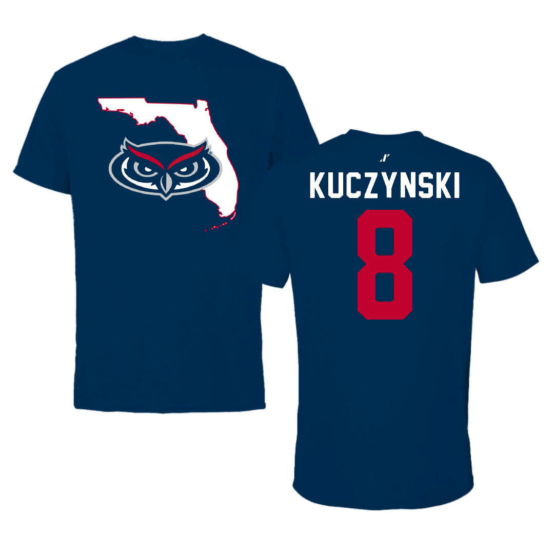 Florida Atlantic University Softball Navy State Tee - #8 Brooke Kuczynski