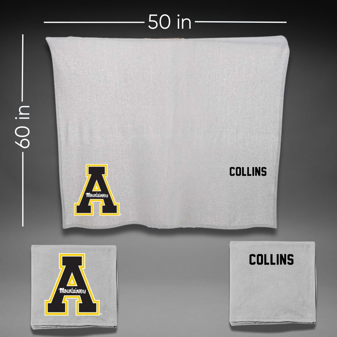 Appalachian State University Tennis Gray Blanket - Riley Collins