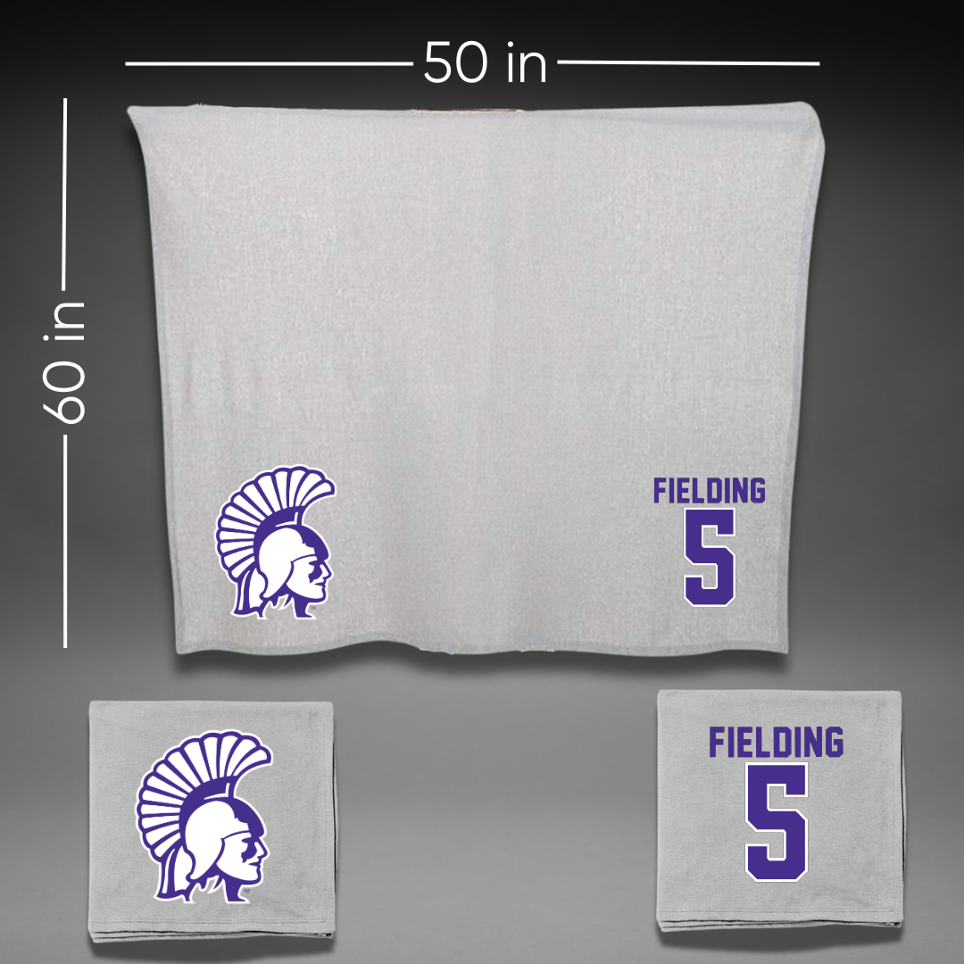 Winona State University Basketball Gray Blanket - #5 Devon Fielding