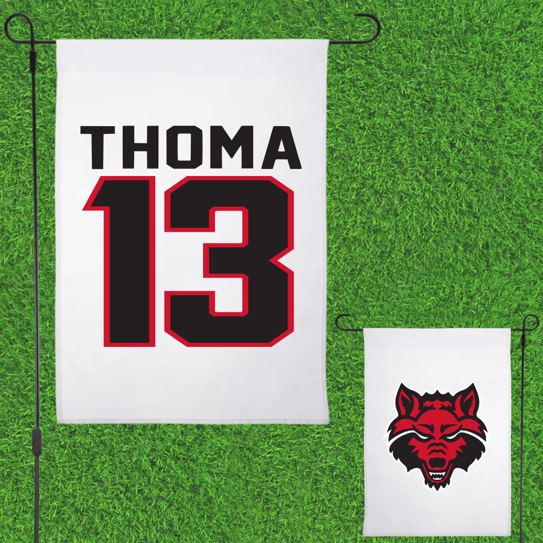 Arkansas State University Bowling White Garden Flag - #13 Maggie Thoma