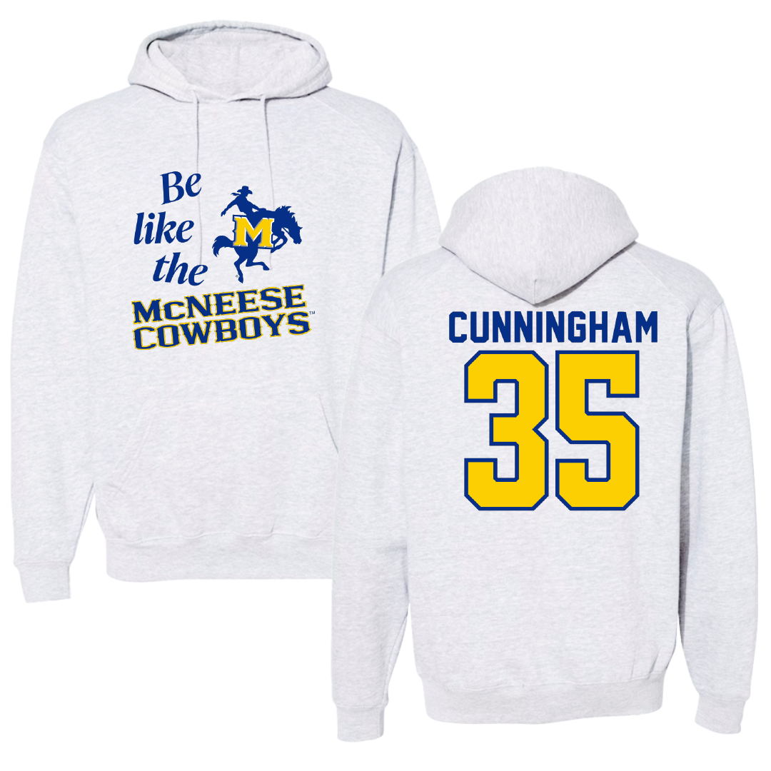McNeese State University Baseball Light Gray Be Like Us Hoodie - #35 Braedyn Cunningham