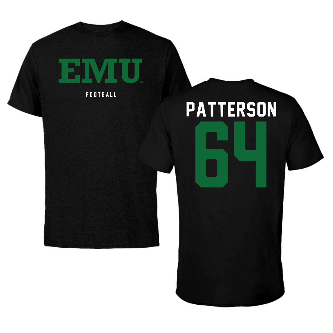 Eastern Michigan University Football Black Performance Tee - #64 Noah Patterson