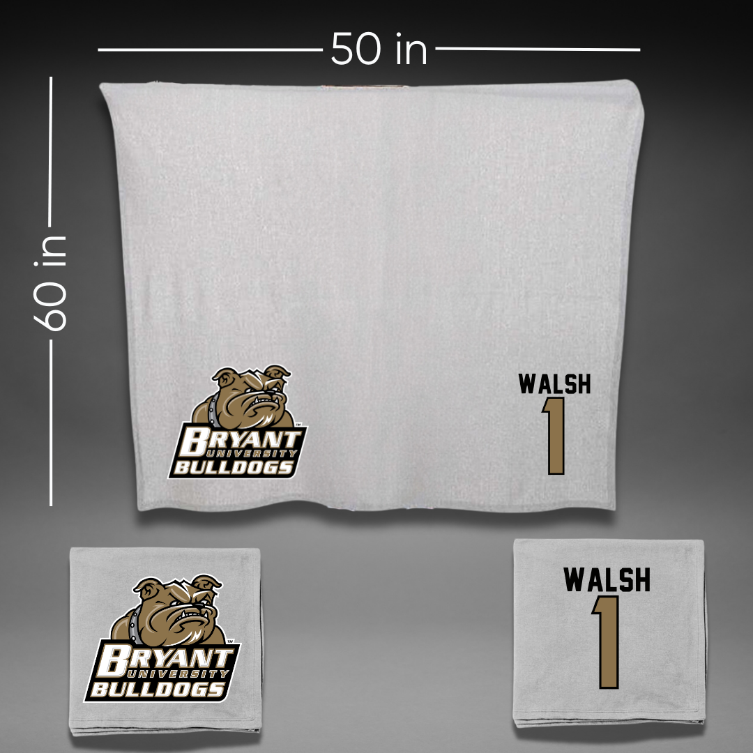 Bryant University Lacrosse Gray Blanket - #1 Patrick Walsh