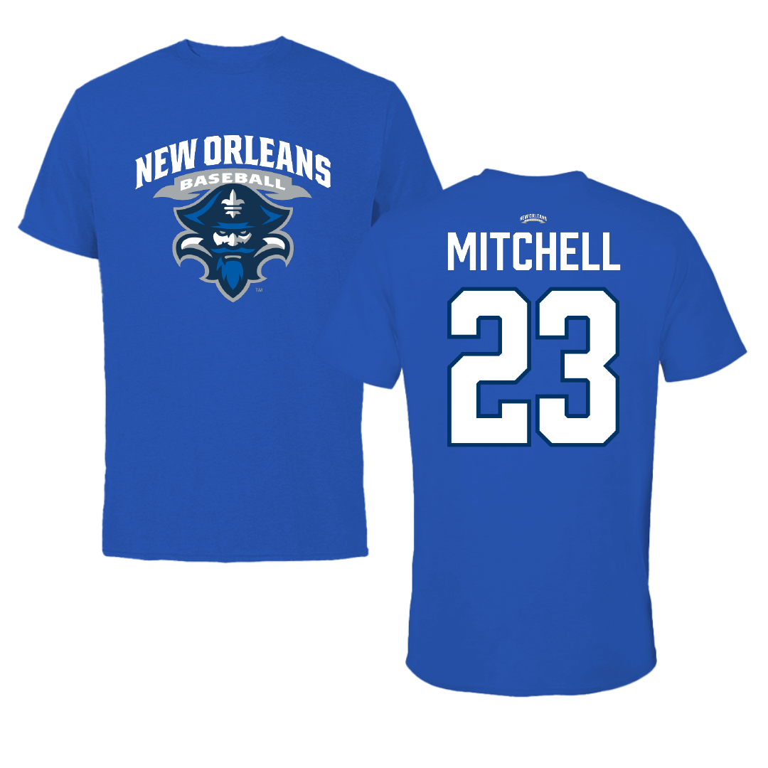 University of New Orleans Baseball Blue Mascot Performance Tee - #23 Cade Mitchell
