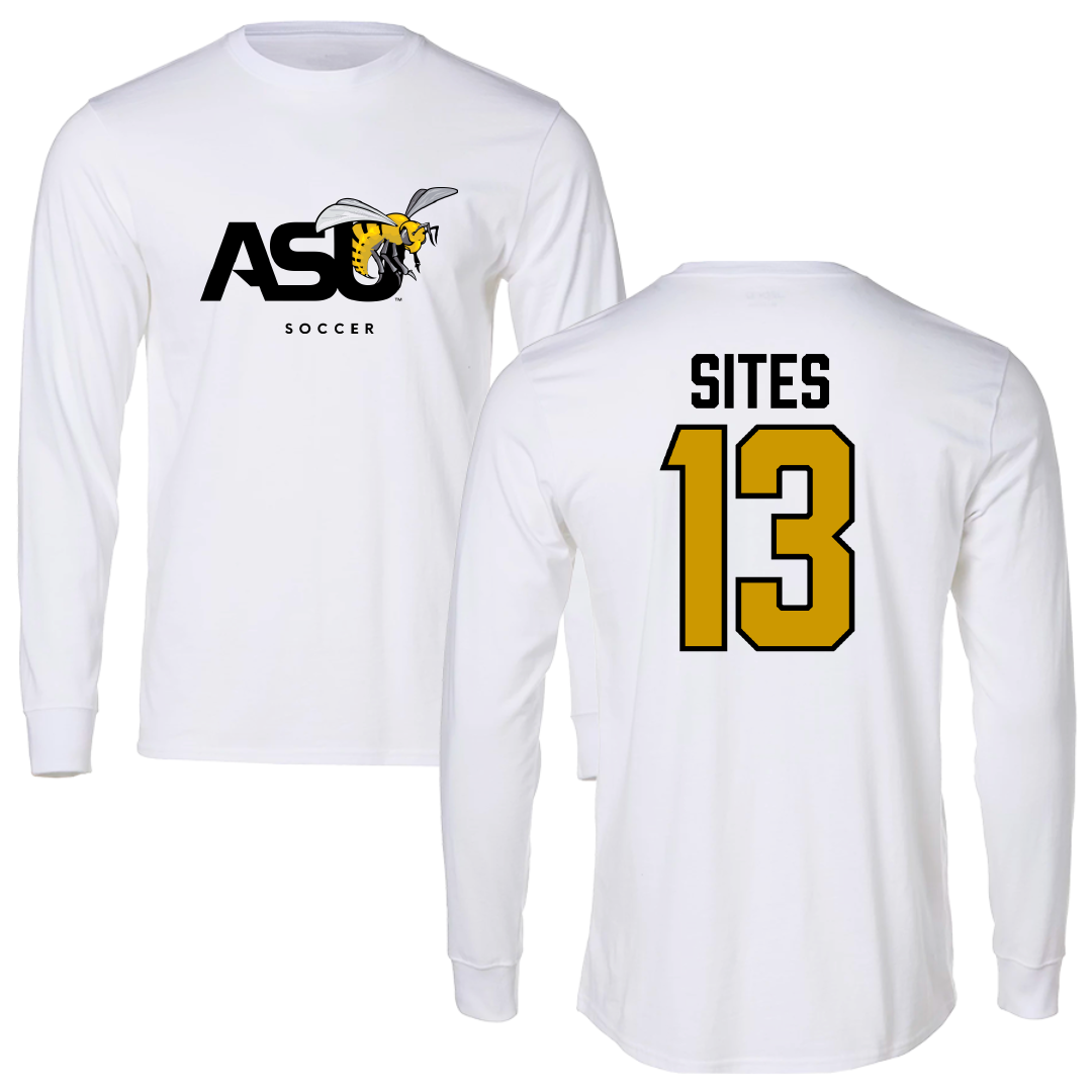 Alabama State University Soccer White Performance Long Sleeve - #13 Briana Sites
