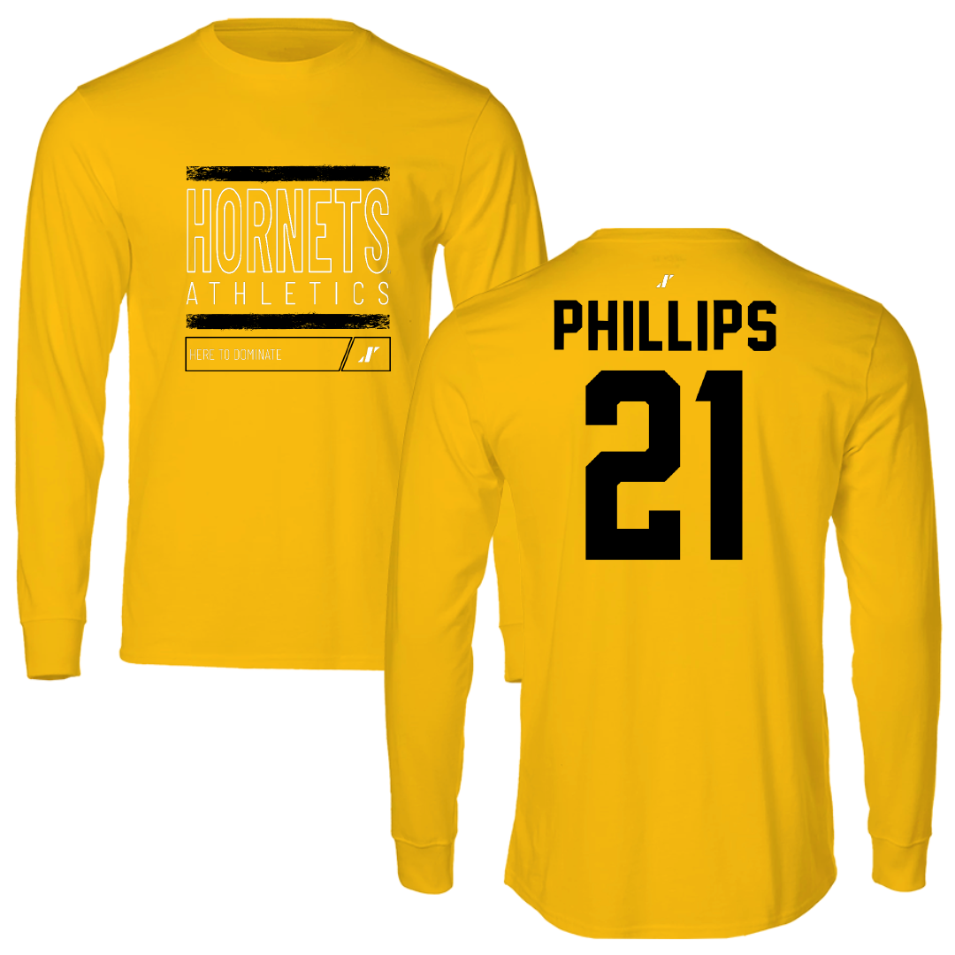 Alabama State University Football Gold Dominate Performance Long Sleeve - #21 Tre Phillips