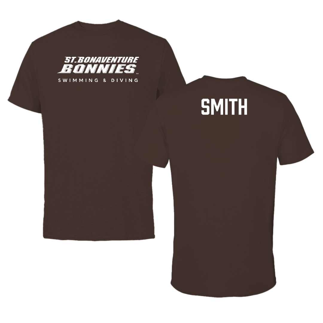 St. Bonaventure University Swimming & Diving Brown Tee - Denton Smith