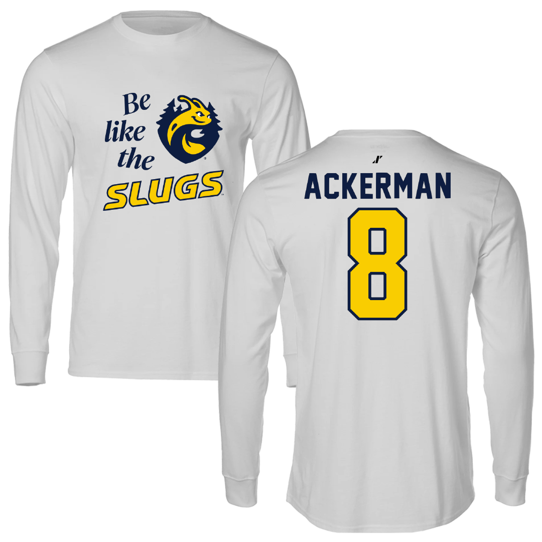 University of California-Santa Cruz Soccer Light Gray Be Like Us Long Sleeve - #8 Chelyn Ackerman