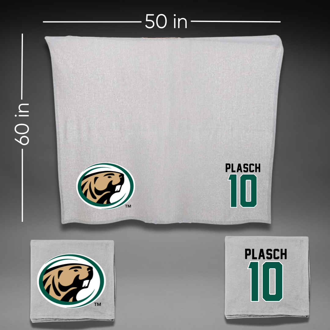 Bemidji State University Basketball Gray Blanket - #10 Tieryn Plasch