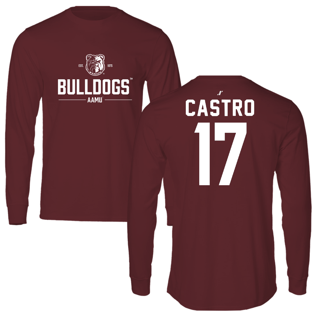 Alabama A&M University Baseball Maroon General Long Sleeve - #17 Isaac Castro