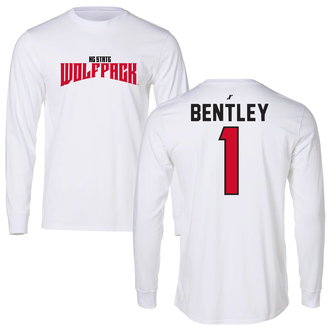 North Carolina State University Baseball White Classic Performance Long Sleeve - #1 Trey Bentley