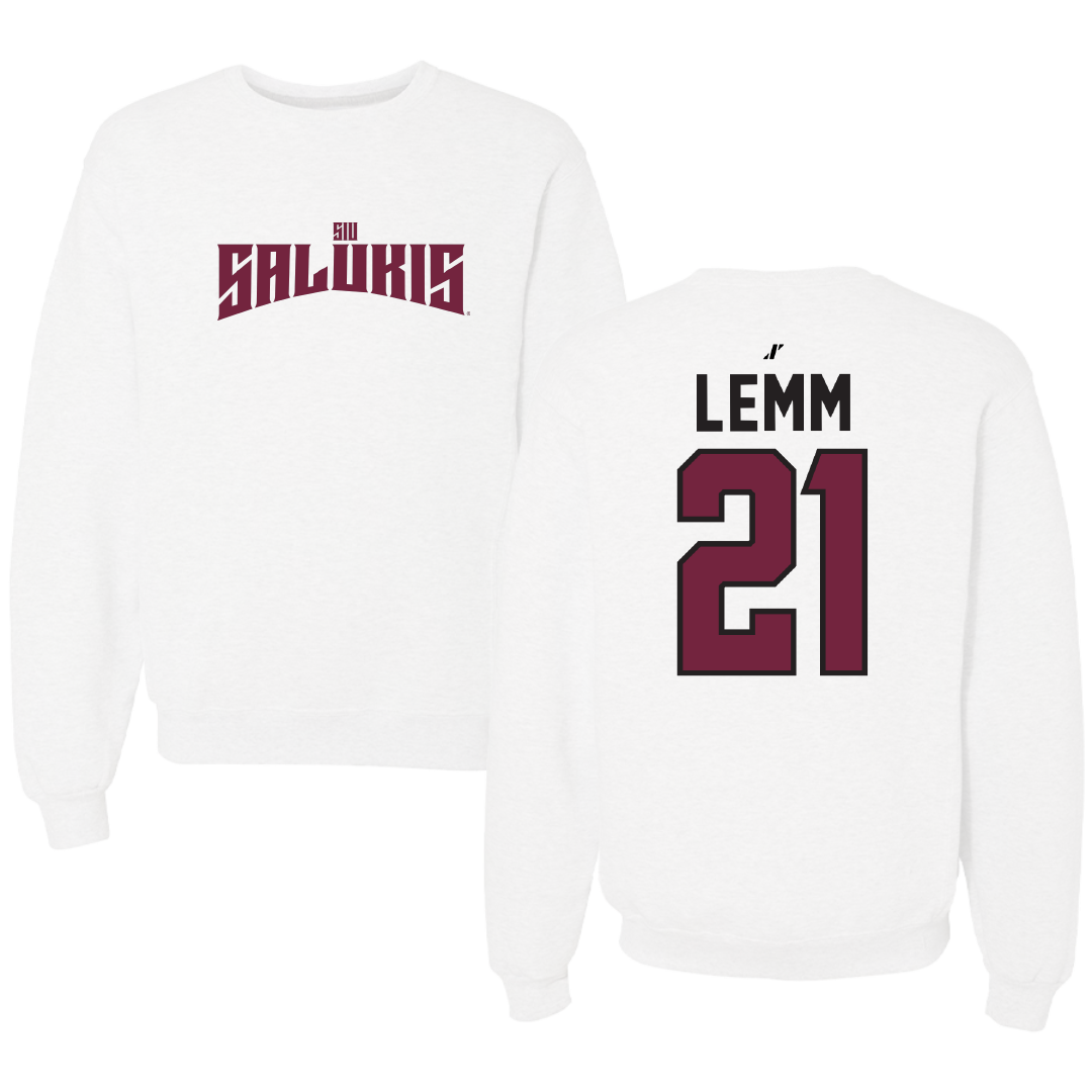Southern Illinois University at Carbondale Baseball White Classic Crewneck - #21 John Lemm