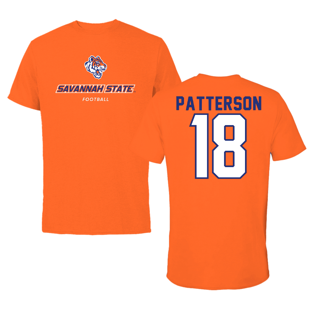 Savannah State University Football Orange Performance Tee - #18 Jaylen Patterson