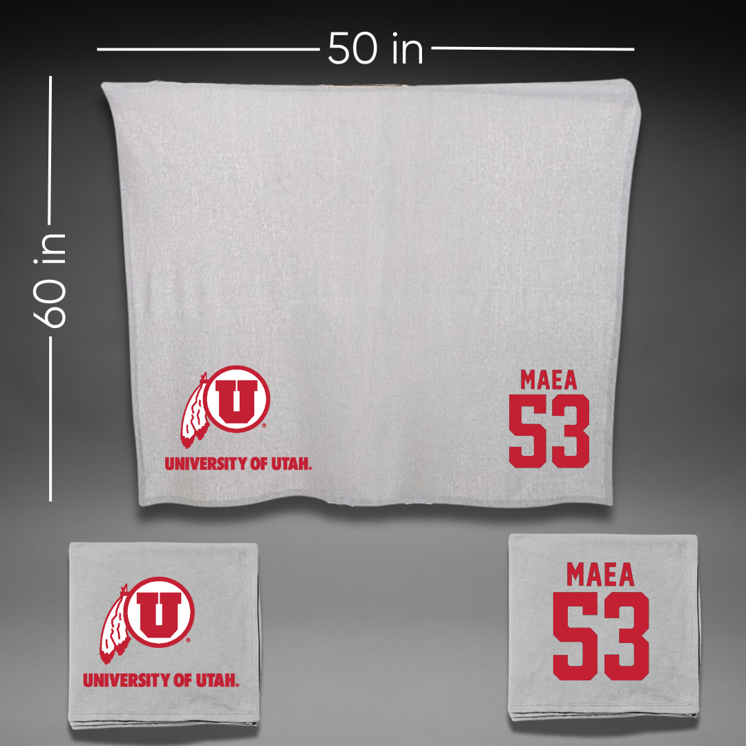 University of Utah Football Gray Blanket - #53 Johnny Maea