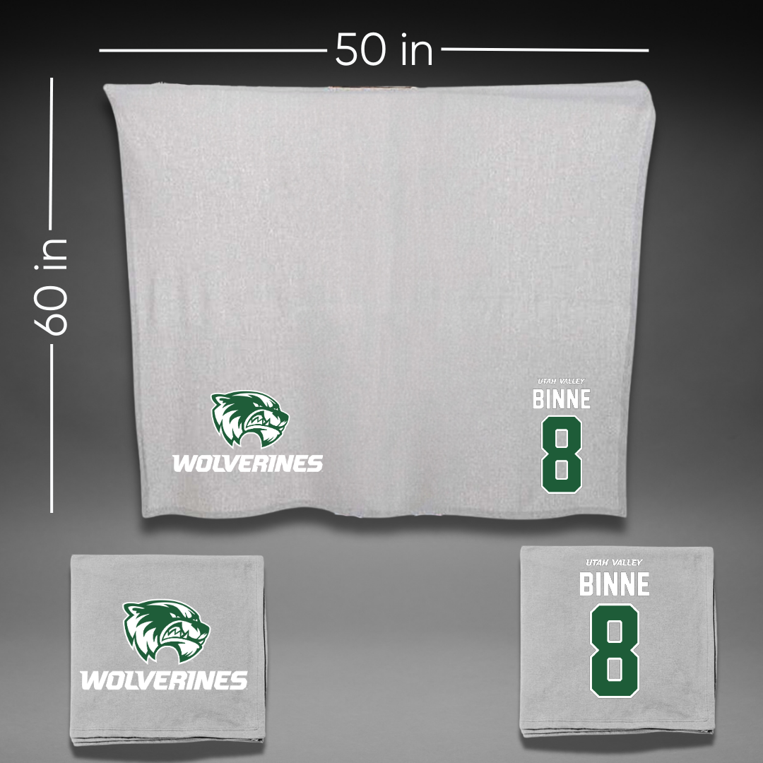 Utah Valley University Softball Gray Blanket - #8 Ryley Binne