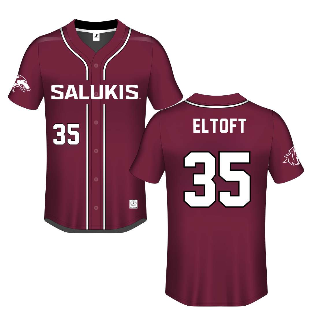 Southern Illinois University at Carbondale Maroon Button-Down Jersey - #35 Bennett Eltoft