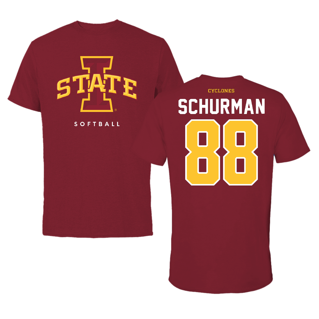 Iowa State University Softball Cardinal Tee - #88 Lauren Schurman