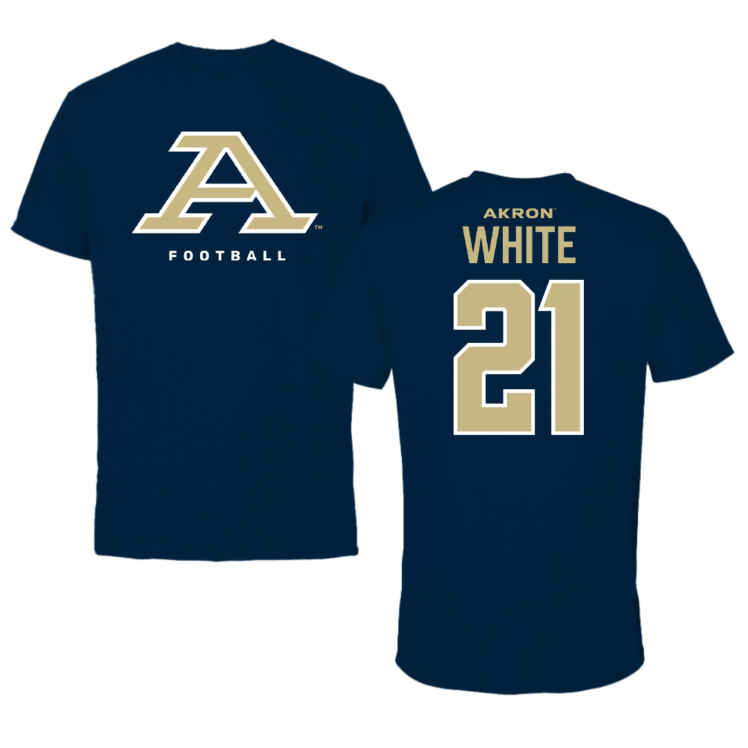 University of Akron Football Navy Tee - #21 Catrell White
