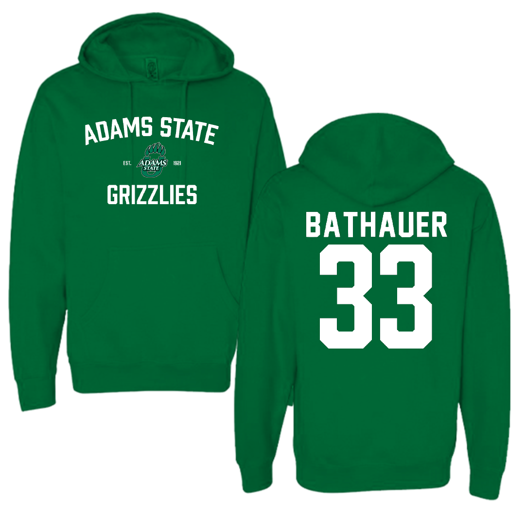 Adams State University Baseball Green General Hoodie - #33 Matt Bathauer