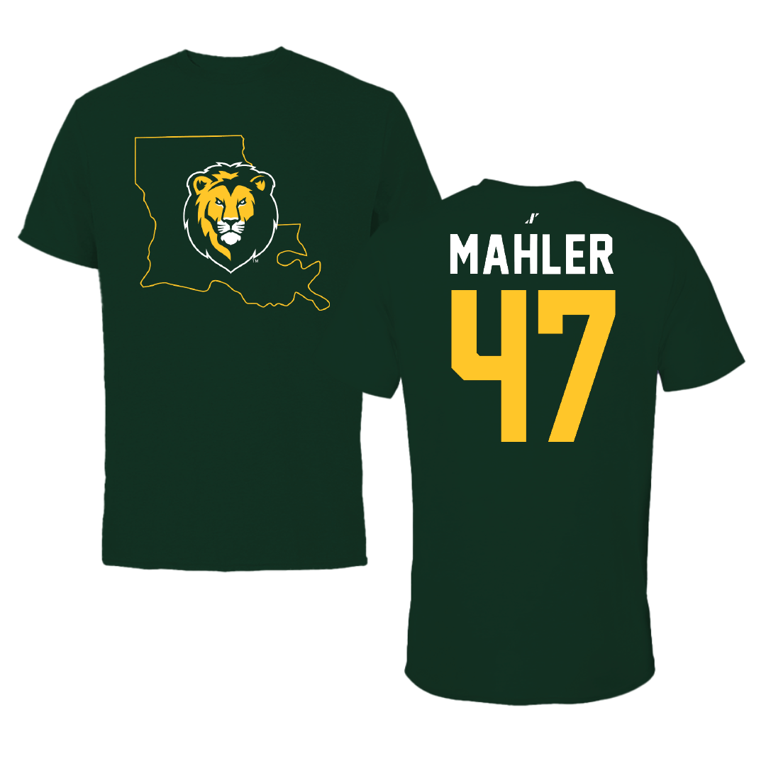 Southeastern Louisiana University Football Forest Green State Tee - #47 Alec Mahler