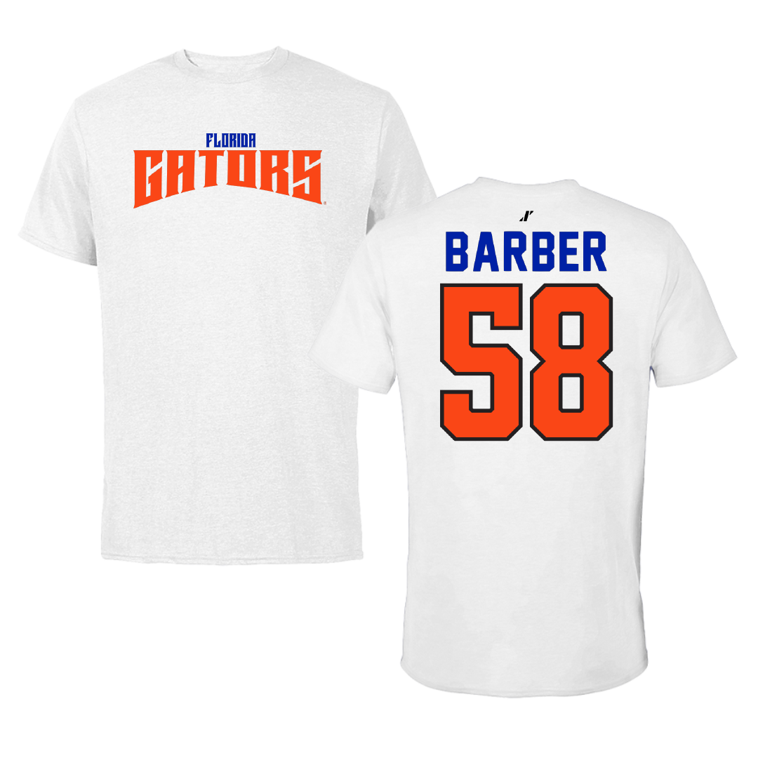 University of Florida Football White Classic Performance Tee - #58 Austin Barber