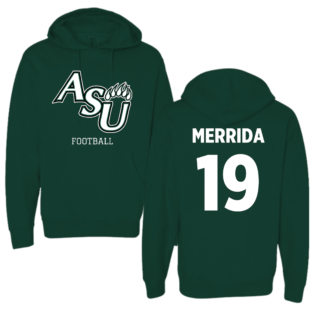 Adams State University Football Forest Green Block Hoodie - #19 Ahmare Merrida