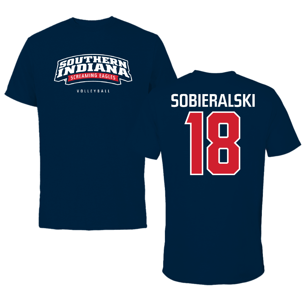 University of Southern Indiana Volleyball Navy University Performance Tee - #18 Carly Sobieralski