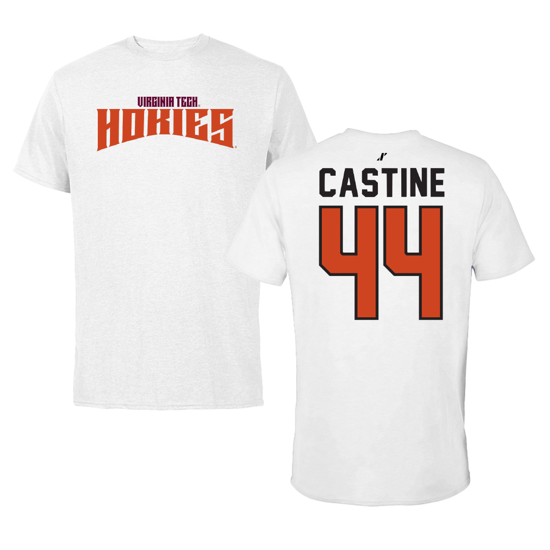 Virginia Tech Softball White Classic Tee - #44 Rachel Castine