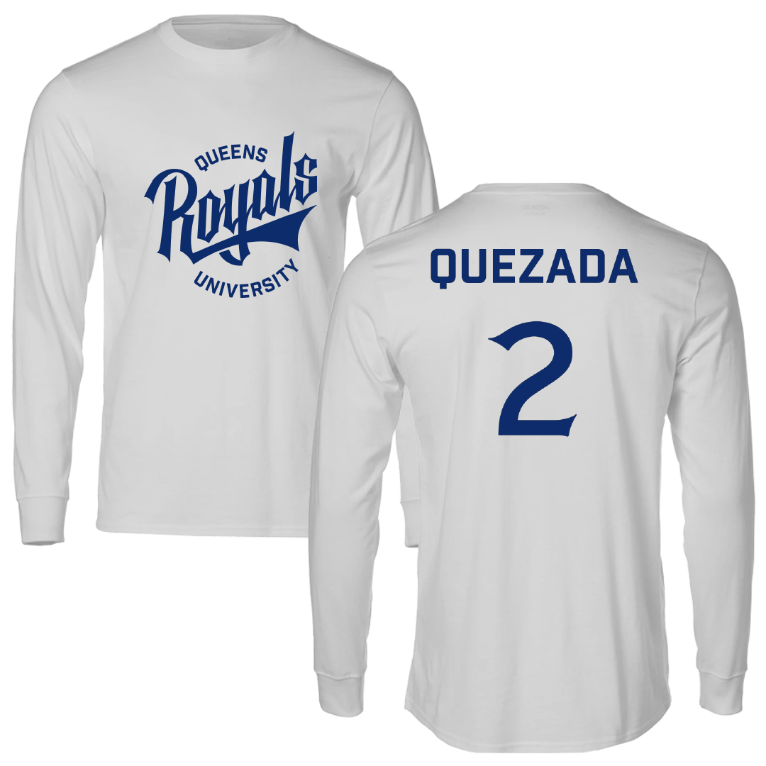 Queens University of Charlotte Baseball Light Gray Long Sleeve - #2 Adrian Quezada