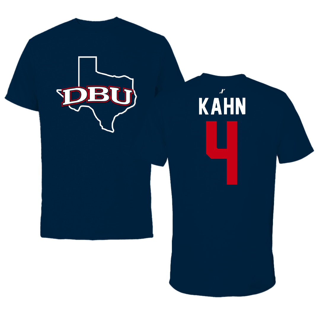 Dallas Baptist University Basketball Navy State Tee - #4 Cameron Kahn